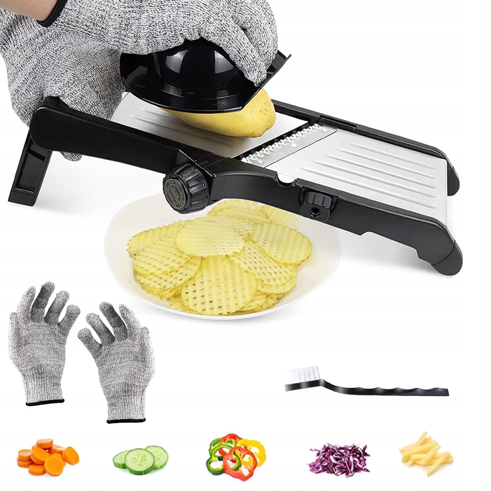 KRAJALNICA DO WARZYW REGULOWANA WIELOFUNKCYJNA STAL NIERDZEWNA Z SZCZOTKA EAN (GTIN) 5904194310783