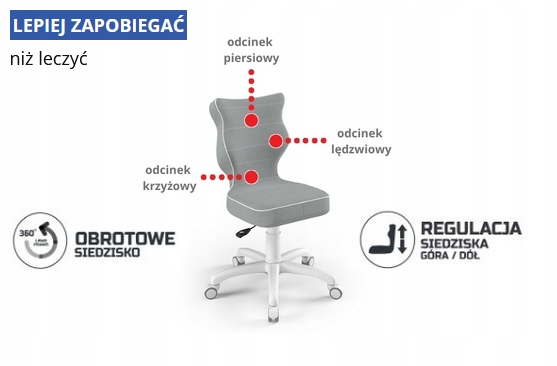 Krzesło fotel do biurka Petit biały JS03 rozmiar 4 Szerokość siedziska 37 cm