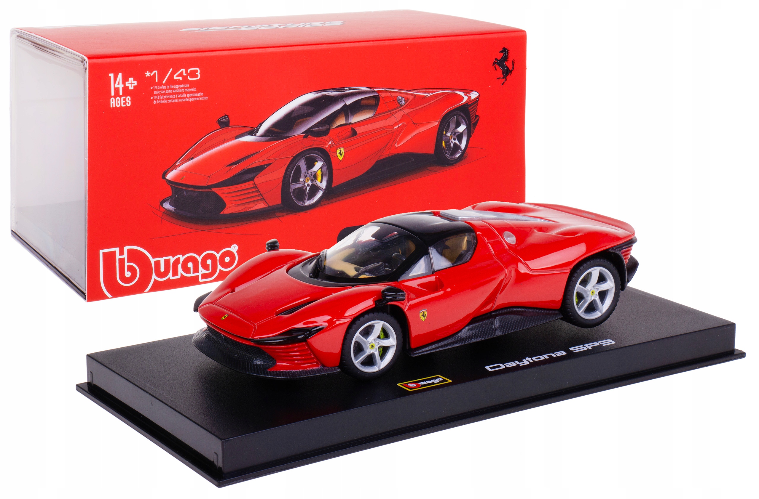 Ferrari Daytona SP3 Model Bburago 1:43 Box Signature Červený