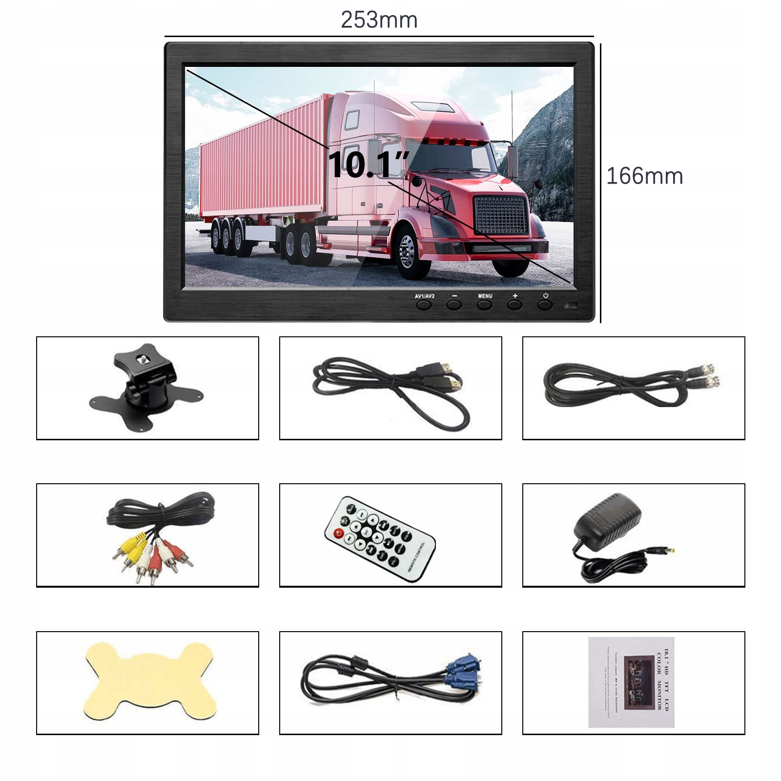 SAMOCHODOWY MONITOR LCD HD 10,1'' HDMI/BNC/VGA/AV Złącza inne