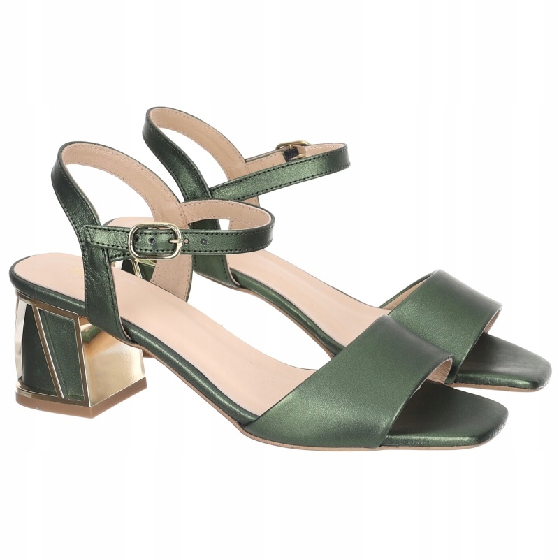 Dámské sandály kostkované zdobení Kordel 2677 ZIEL476 zelené Kůže VEL.38