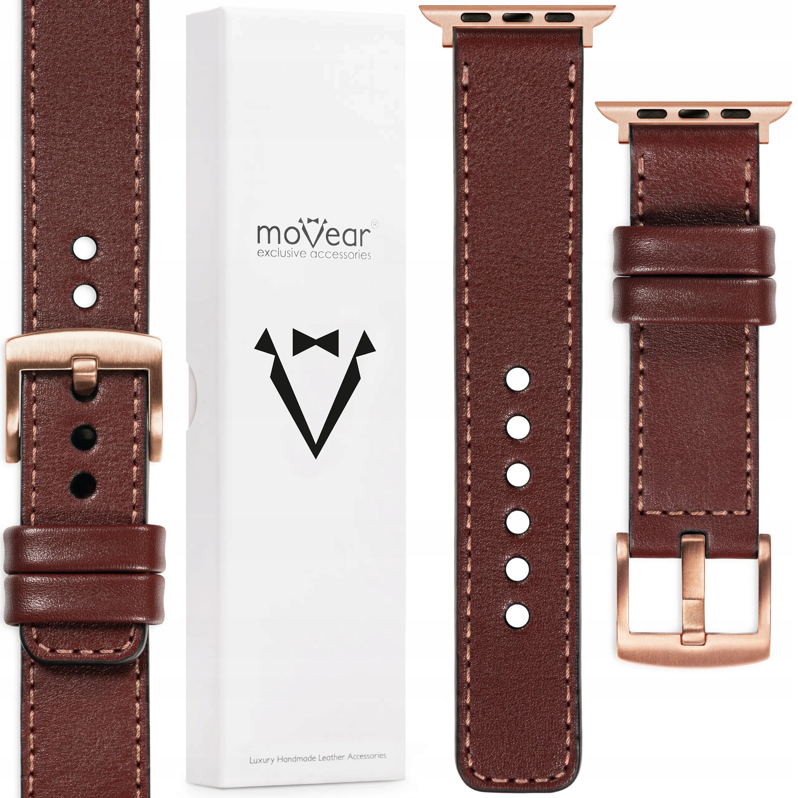 Exkluzivní řemínek pro Apple Watch 42/41/40/38 mm, kožený, kaštanový