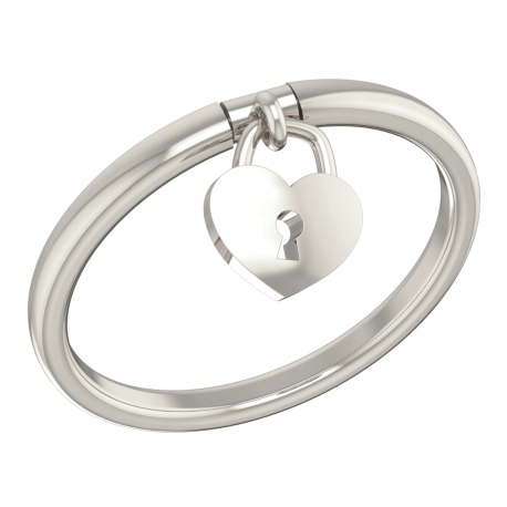 

Obrączka Z Serduszkiem Serce Kłódka Srebro 925