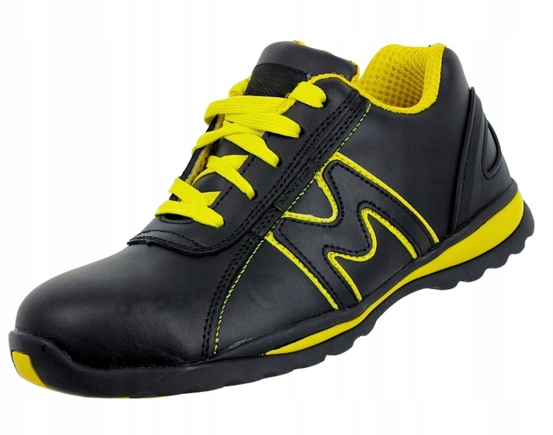 Buty robocze męskie Skórzane Sportowe czarne z Metalowym Podnoskiem Bhp
