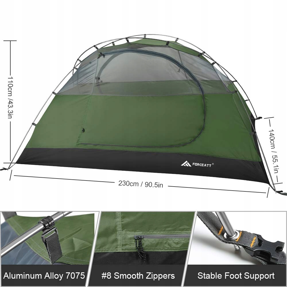 FORCEATT Namiot Dwuosobowy Na 4 Pory Roku Lekki Wodoodporny Camping — miniatura 4