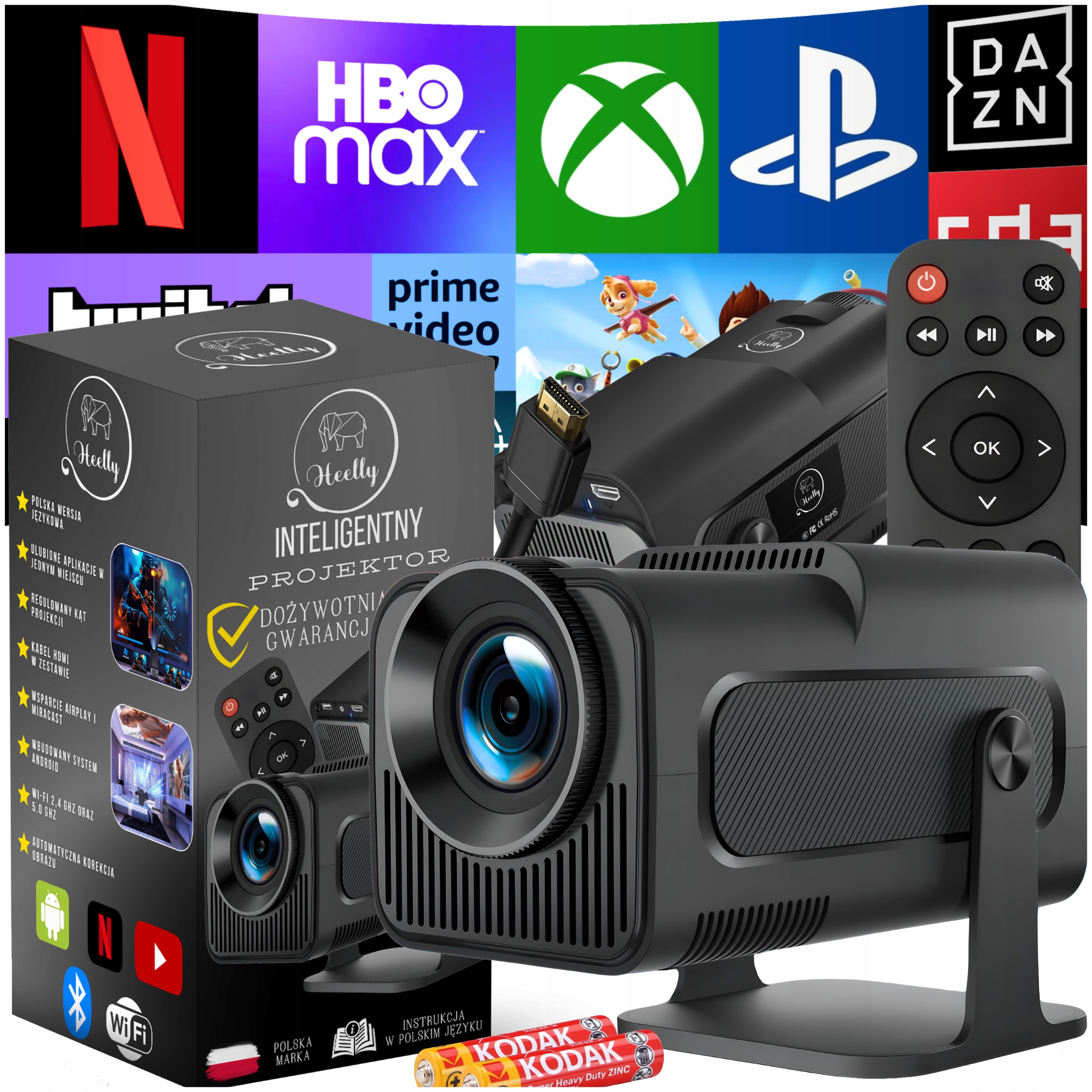 Projektor Android Tv Wifi Full Hd Přenosný Smart Mini Led Otočný