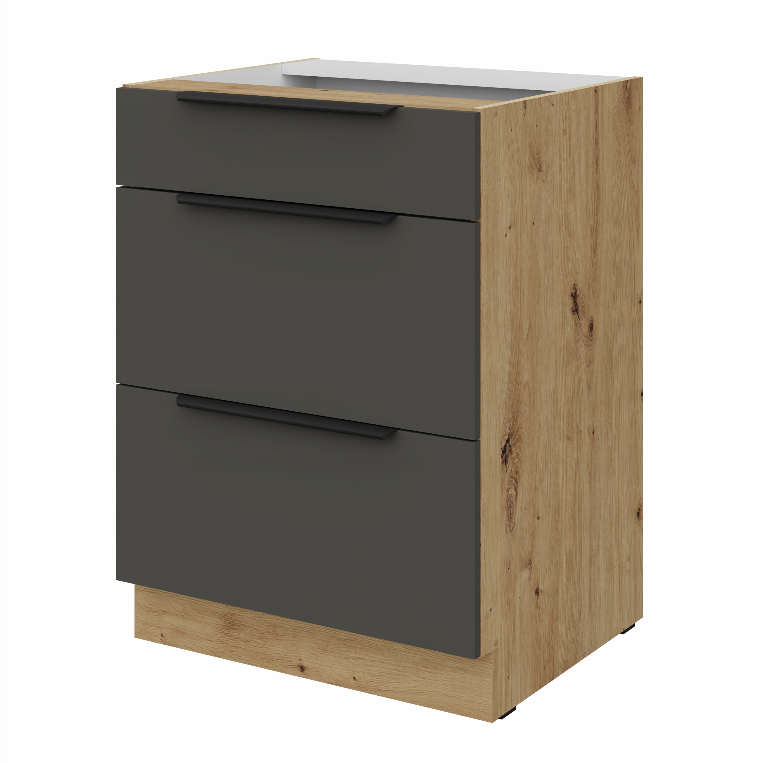 Kuchyňská skříňka s zásuvkami 60 cm, skříňka do kuchyně Grafit, přední antifinger