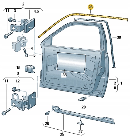 USZCZELKA DRZWI PRZÓD LEWA SKODA OCTAVIA I HB Stan opakowania oryginalne