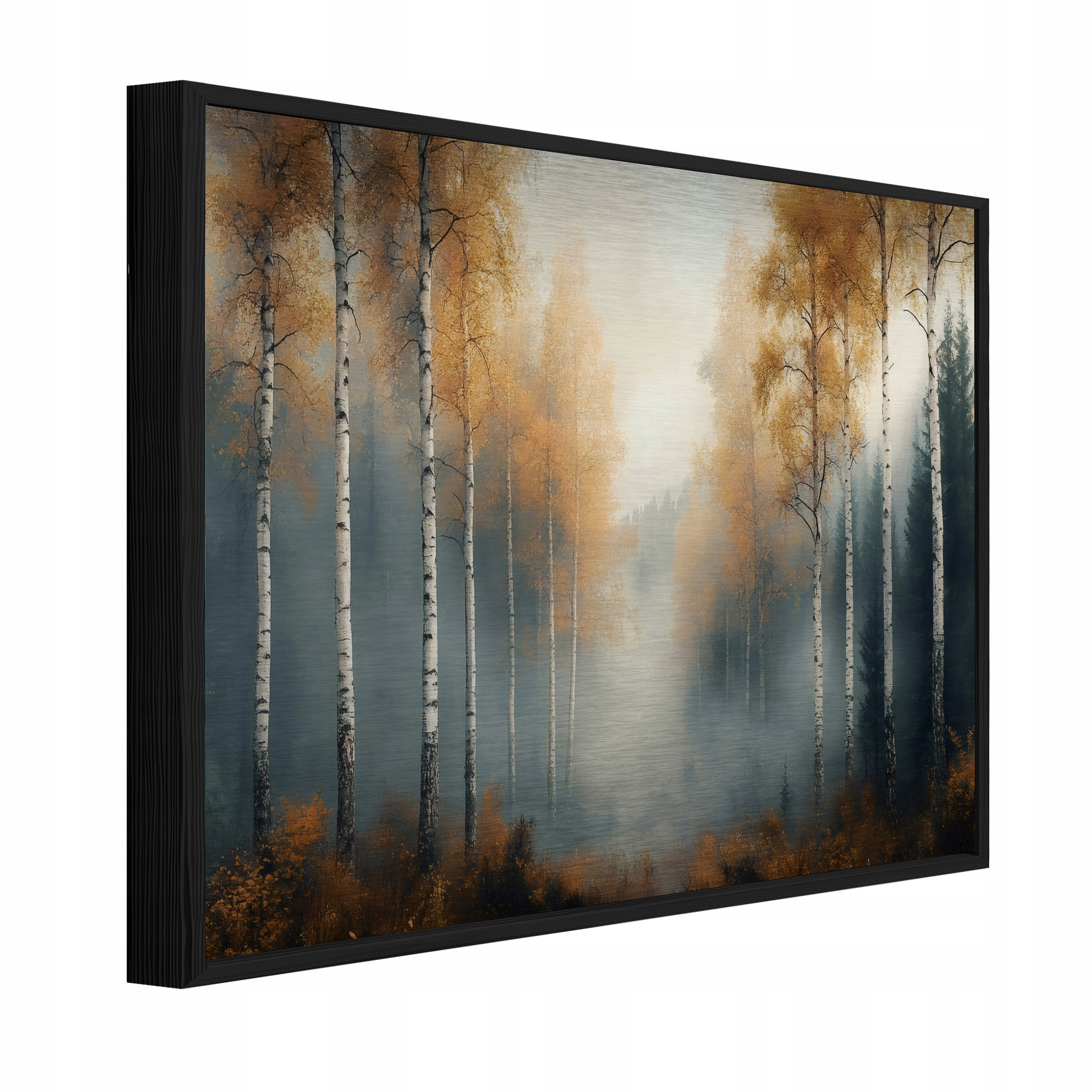 Obraz Na Kovu V Černém Rámu Březový Les Loft Obývací Pokoj Ložnice 120x80