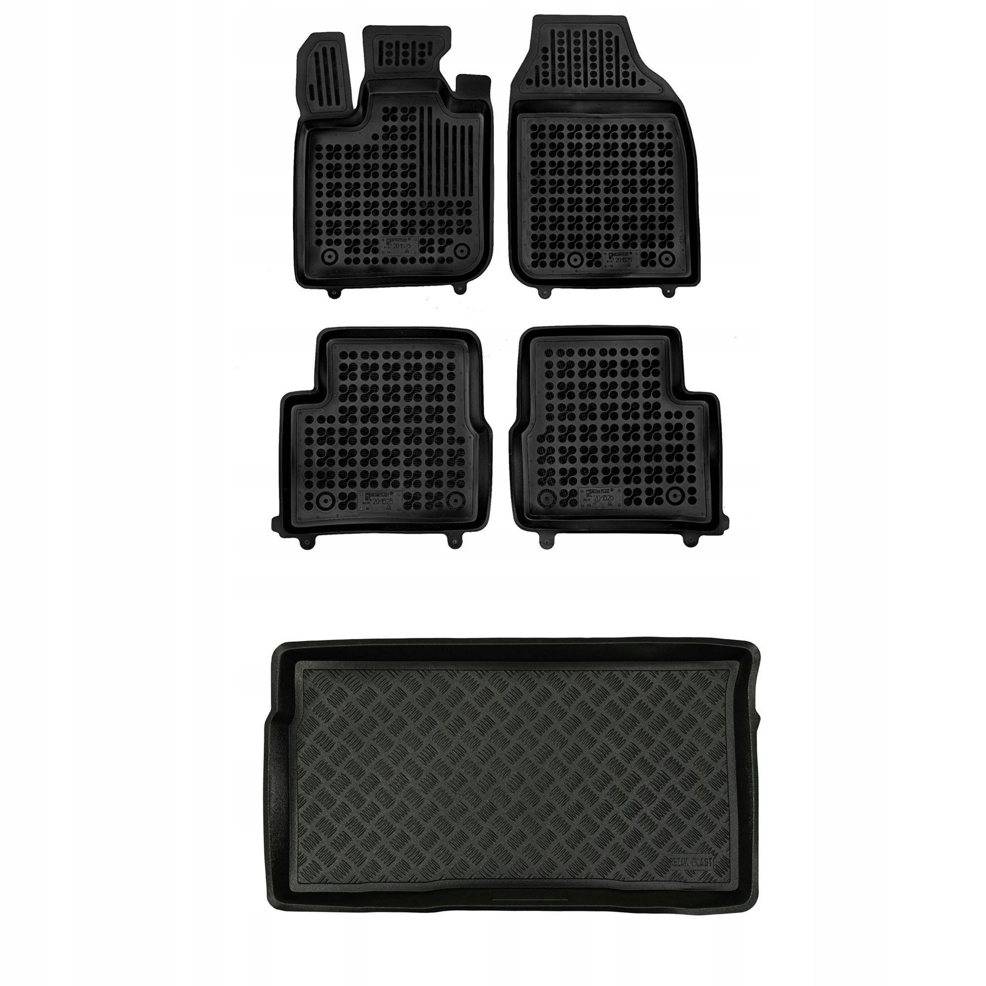 Sada čiernych kobercov plastová rohož pre Fiat 500e II od roku 2020