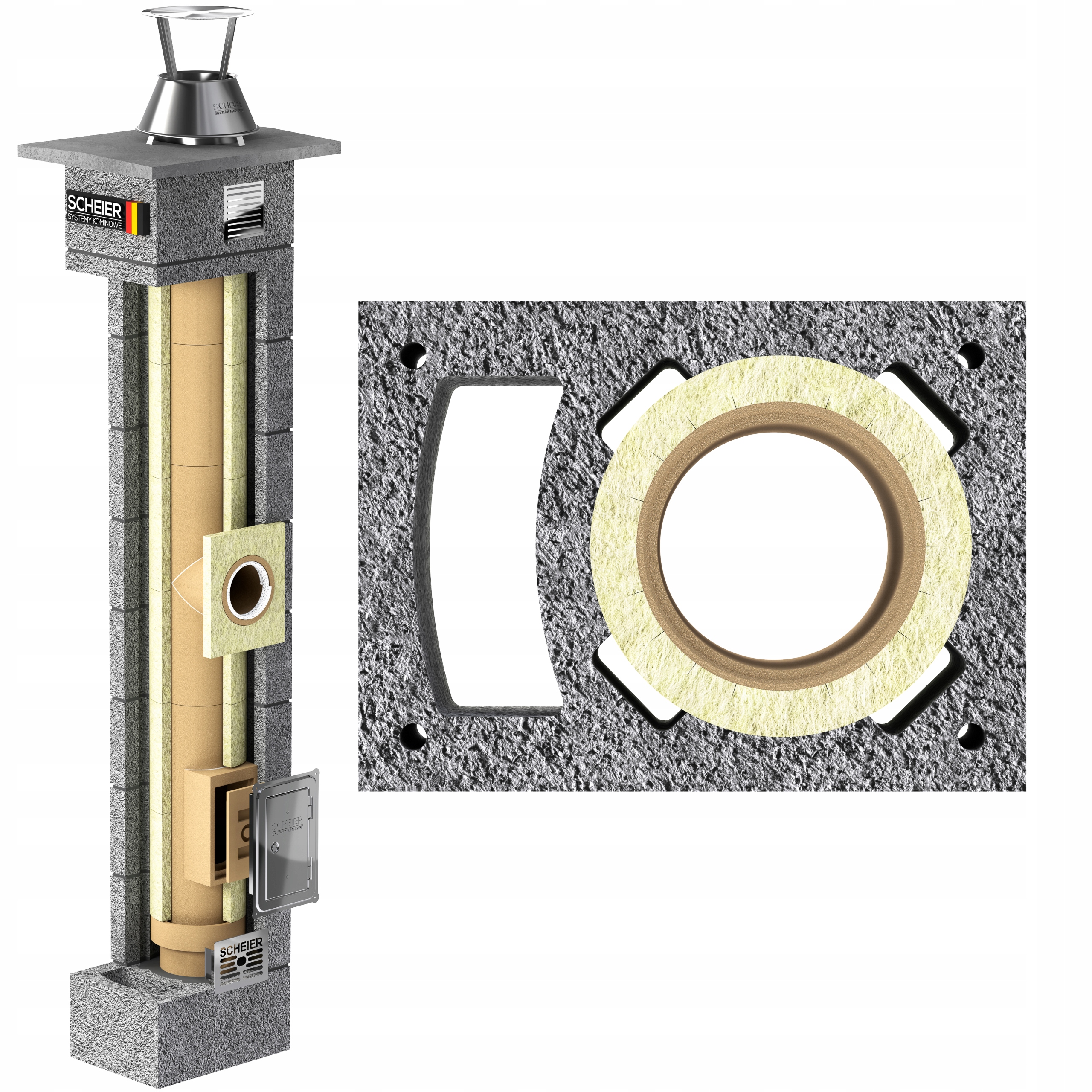 Keramický systémový komín fi 160 8 m kompletní sada komínového systému Max