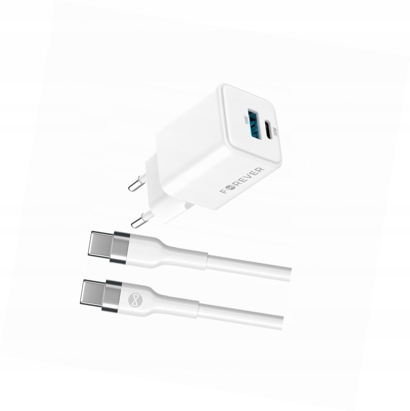 Szybka ładowarka GaN 30W 2 wejścia Usb i Usb-c z kablem do Realme C55