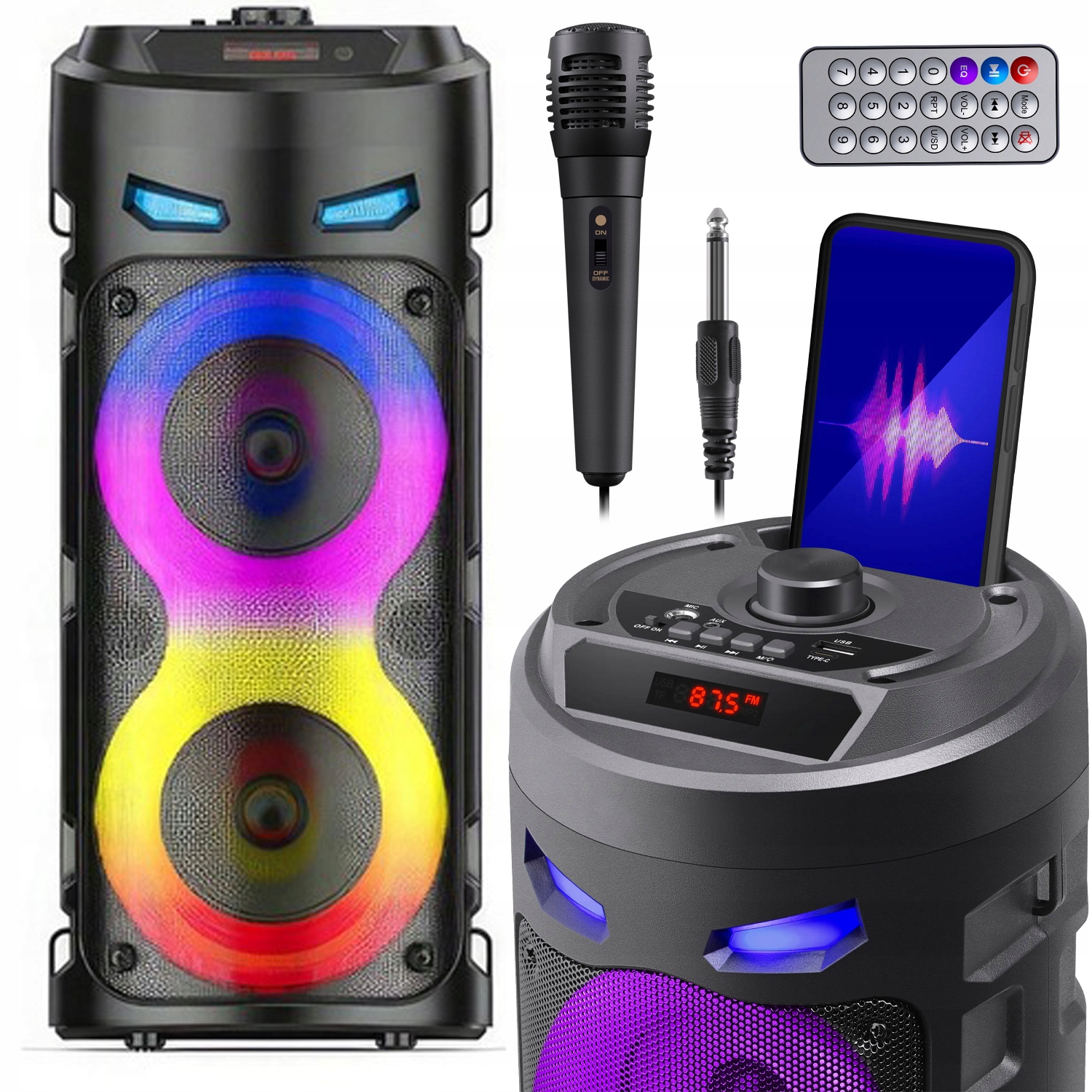 Velký Bezdrátový Mobilní Ozvučovací Reproduktor Karaoke s mikrofonem