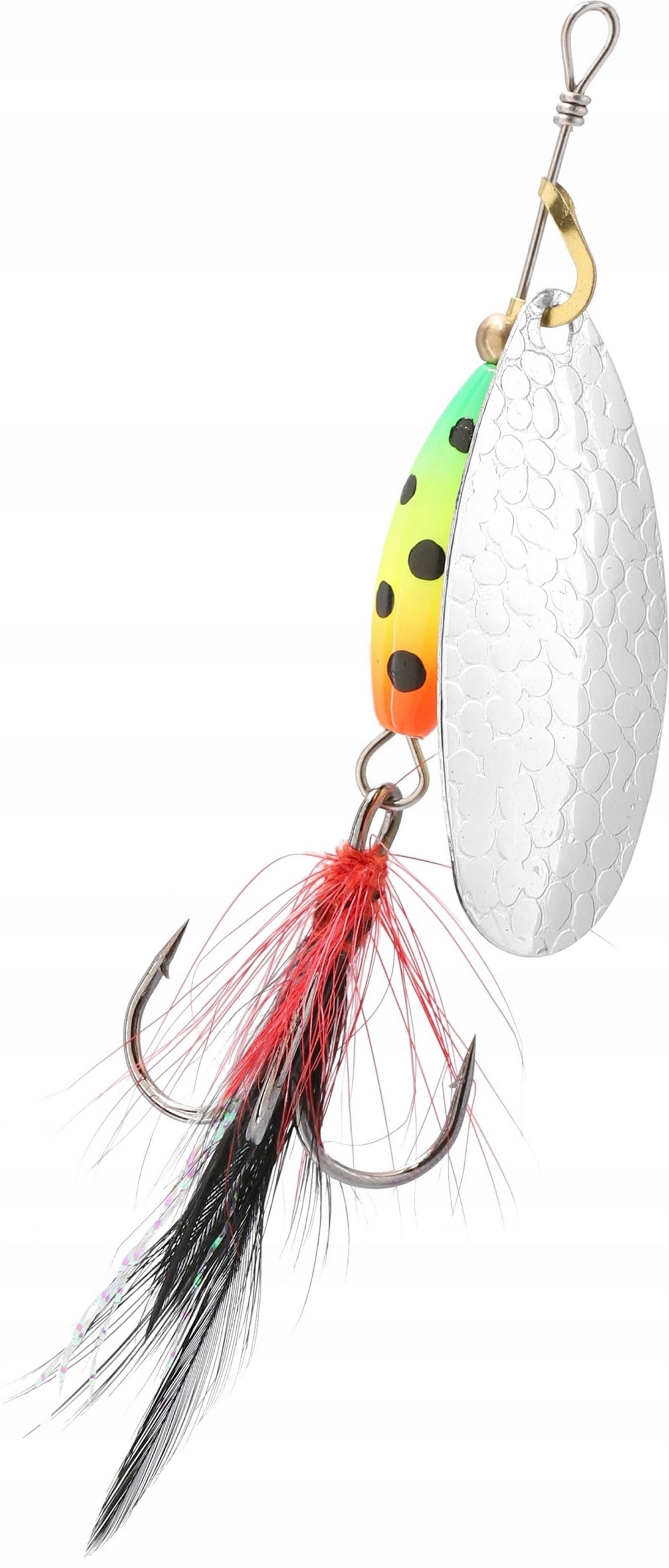 Mikado błystka obrotowa z chwostem M-grub srebrna 3 Firetiger 9g