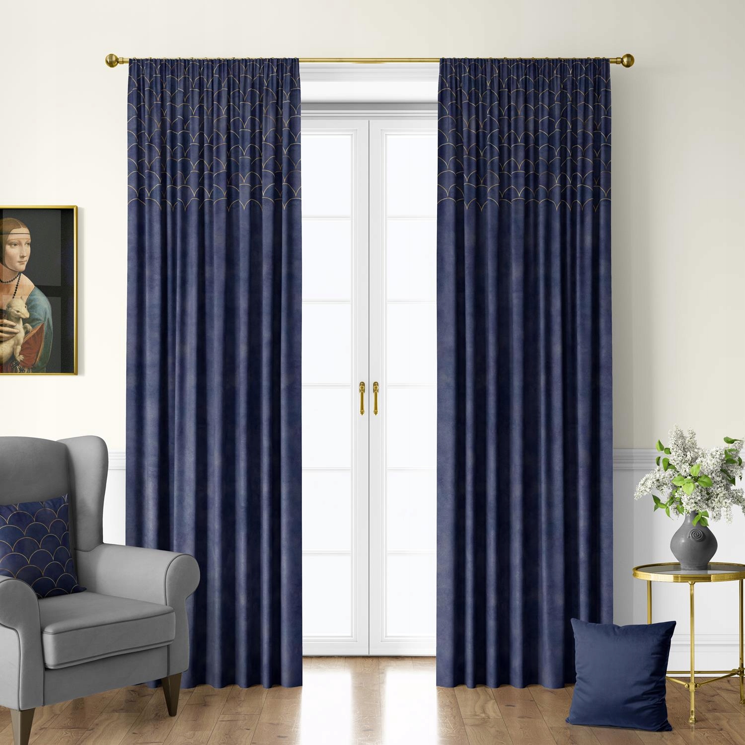 Záclona Velvet S Páskou Zlatý Vzor 145 x 230