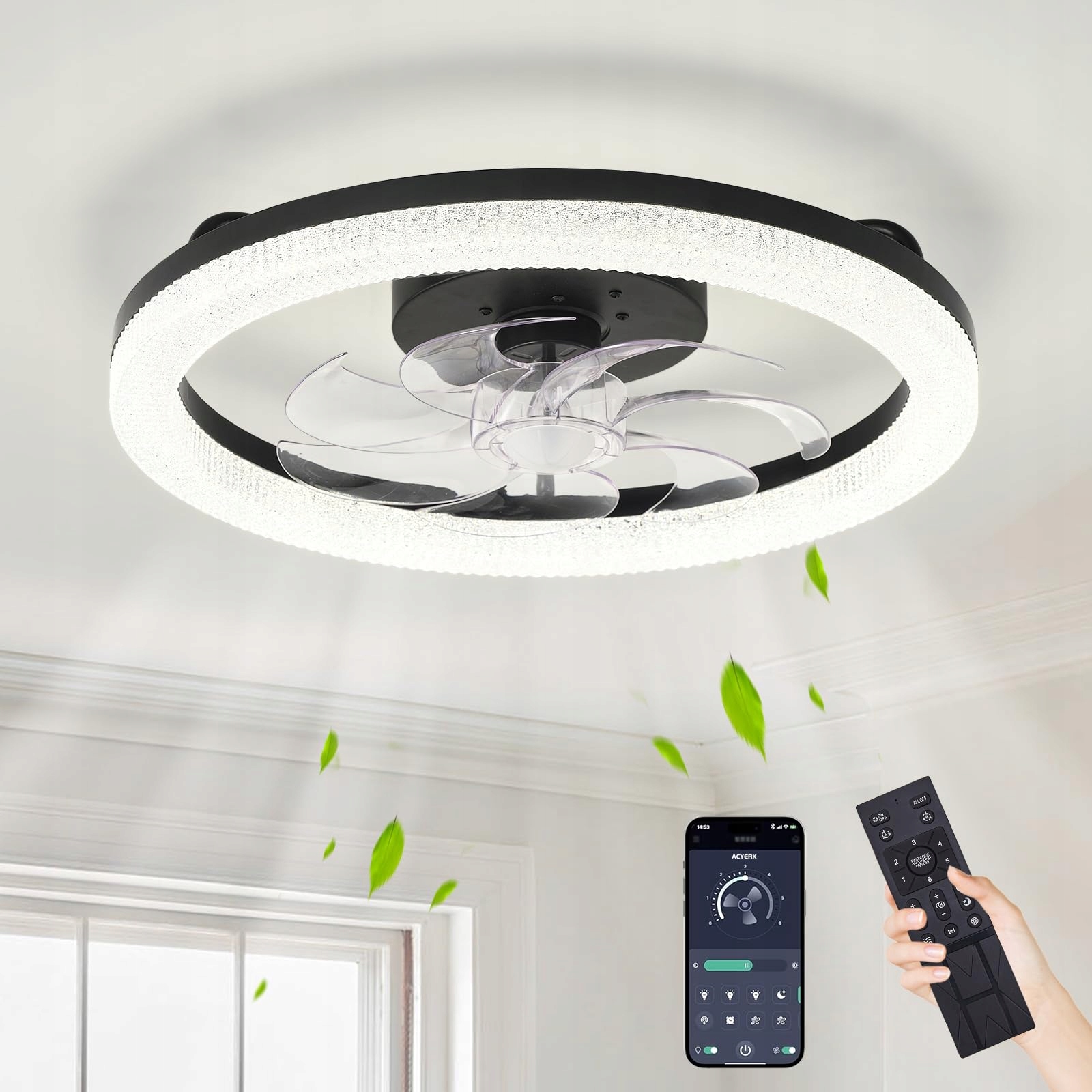 Izowe Stropný ventilátor 52 cm Led krištáľový 6 rýchlostí