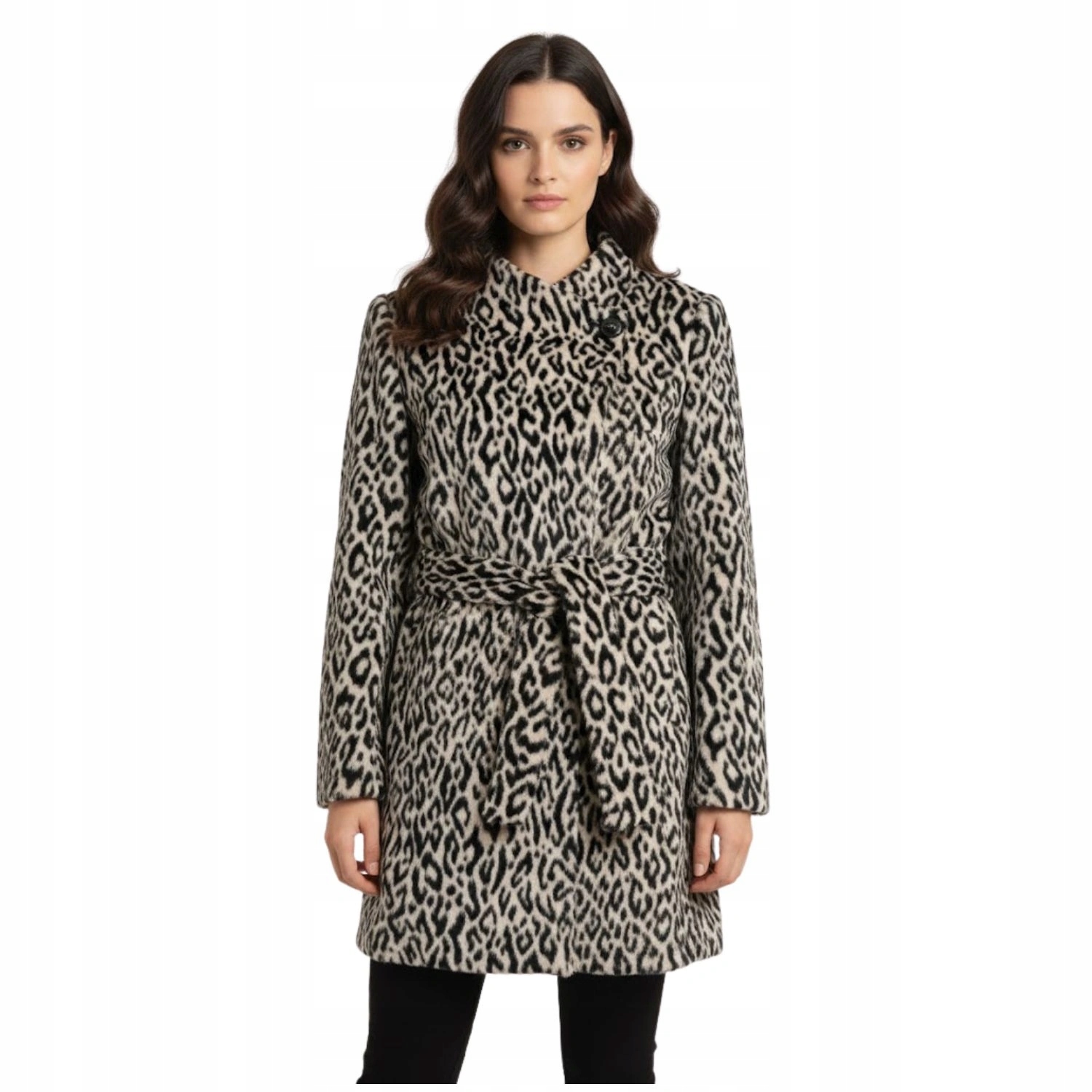 Dámský kabát Karen Millen kožešinový s puntíky, jednoduchý, módní vel. Eu 38