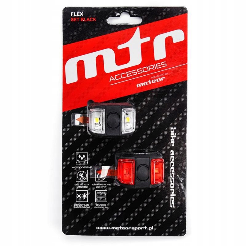 

Zestaw lampek rowerowych Meteor Flex czarny