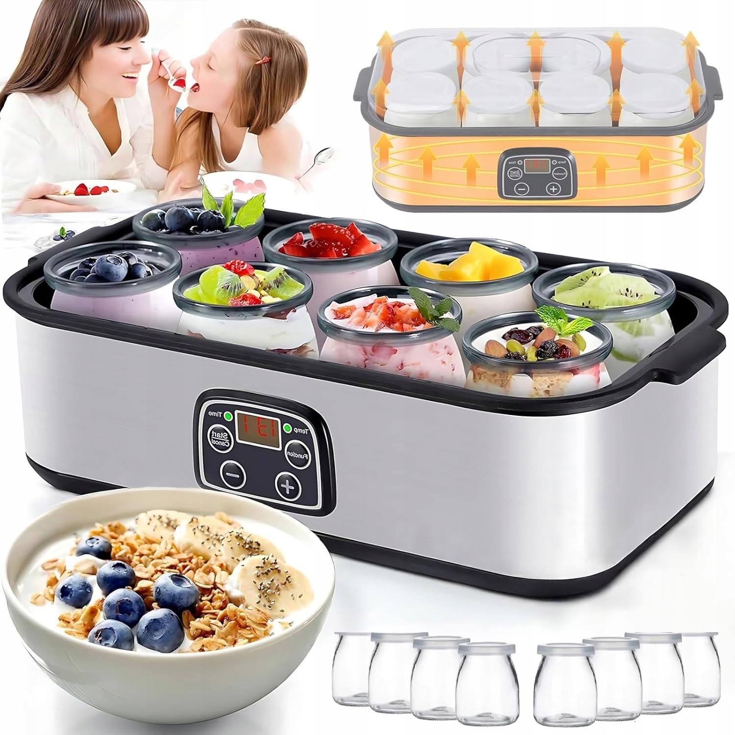 Elektrický Výrobce Jogurtu Regulovatelný Teplotou Z 8 Lahví 180 ML