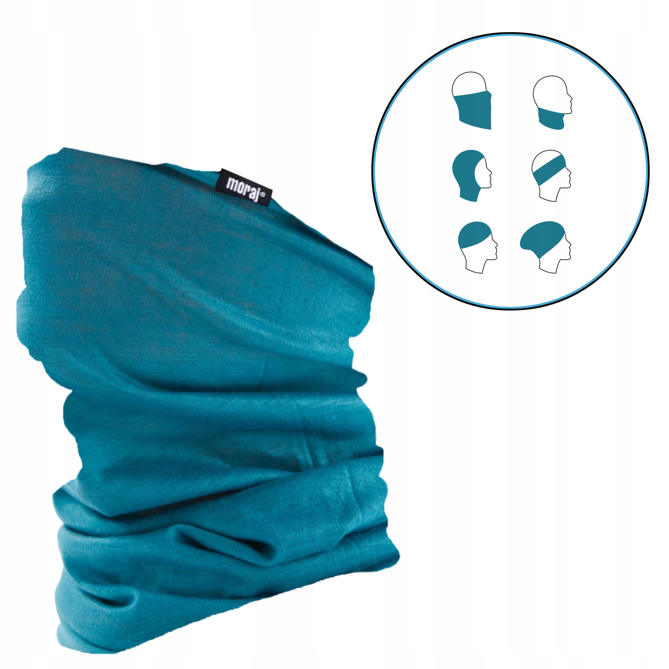 

Moraj Lekki Cienki Komin wielofunkcyjny turkus Uni