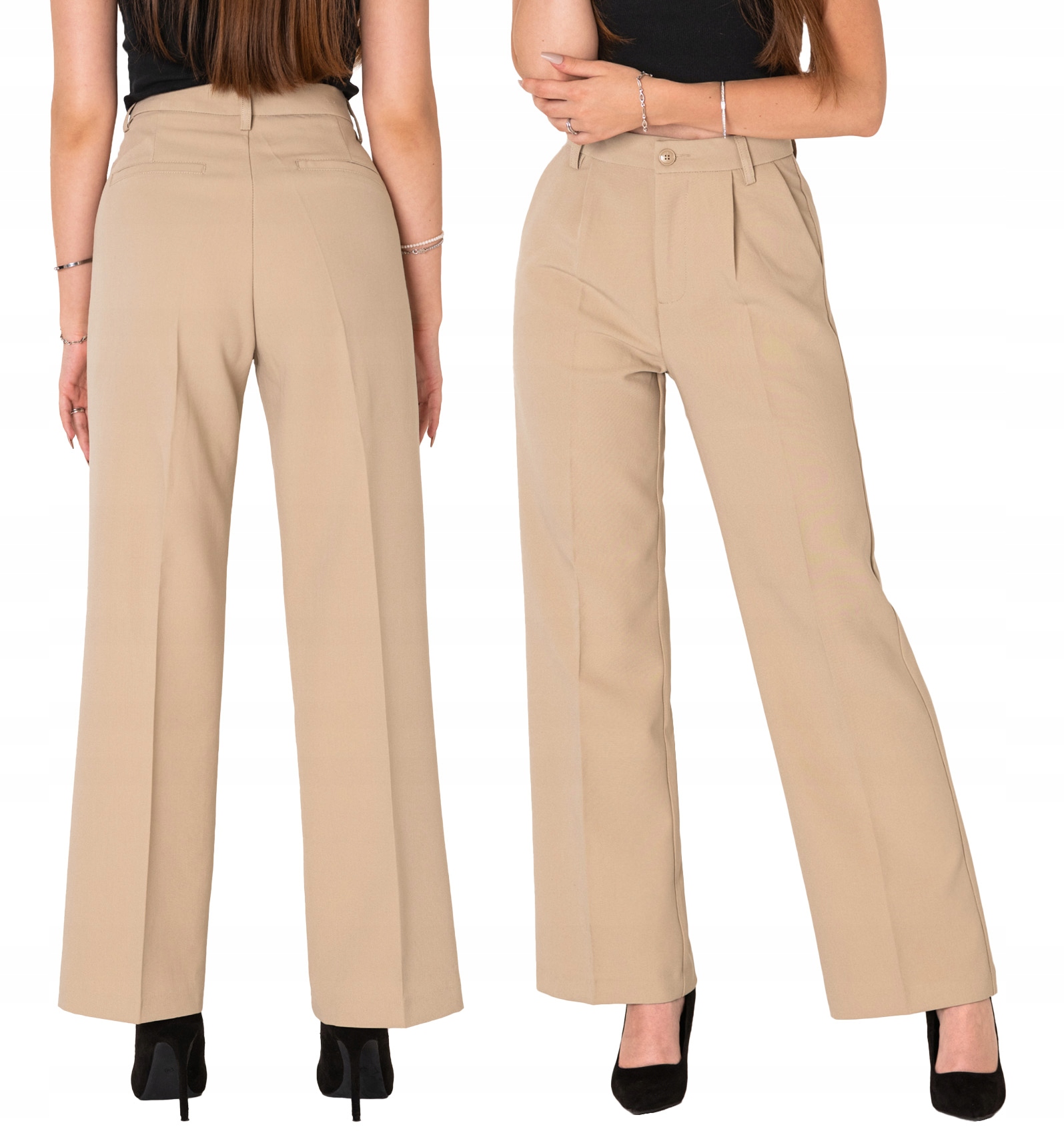 Spodnie Wizytowe Damskie Szwedy Szerokie Luźne Nogawki F10022 46