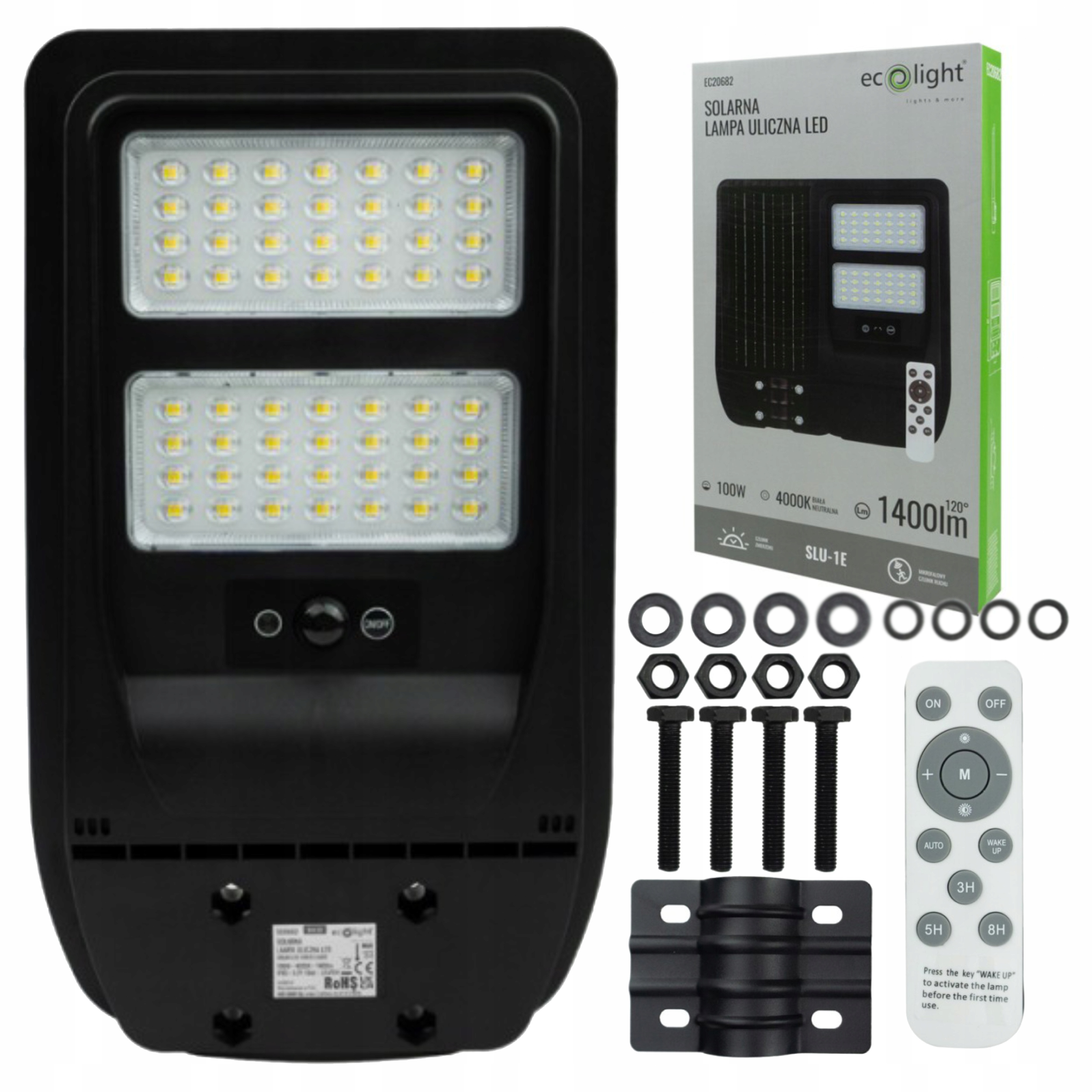 Solárna pouličná lampa Economy 100 W Mikrovlnný snímač pohybu 4000K IP65