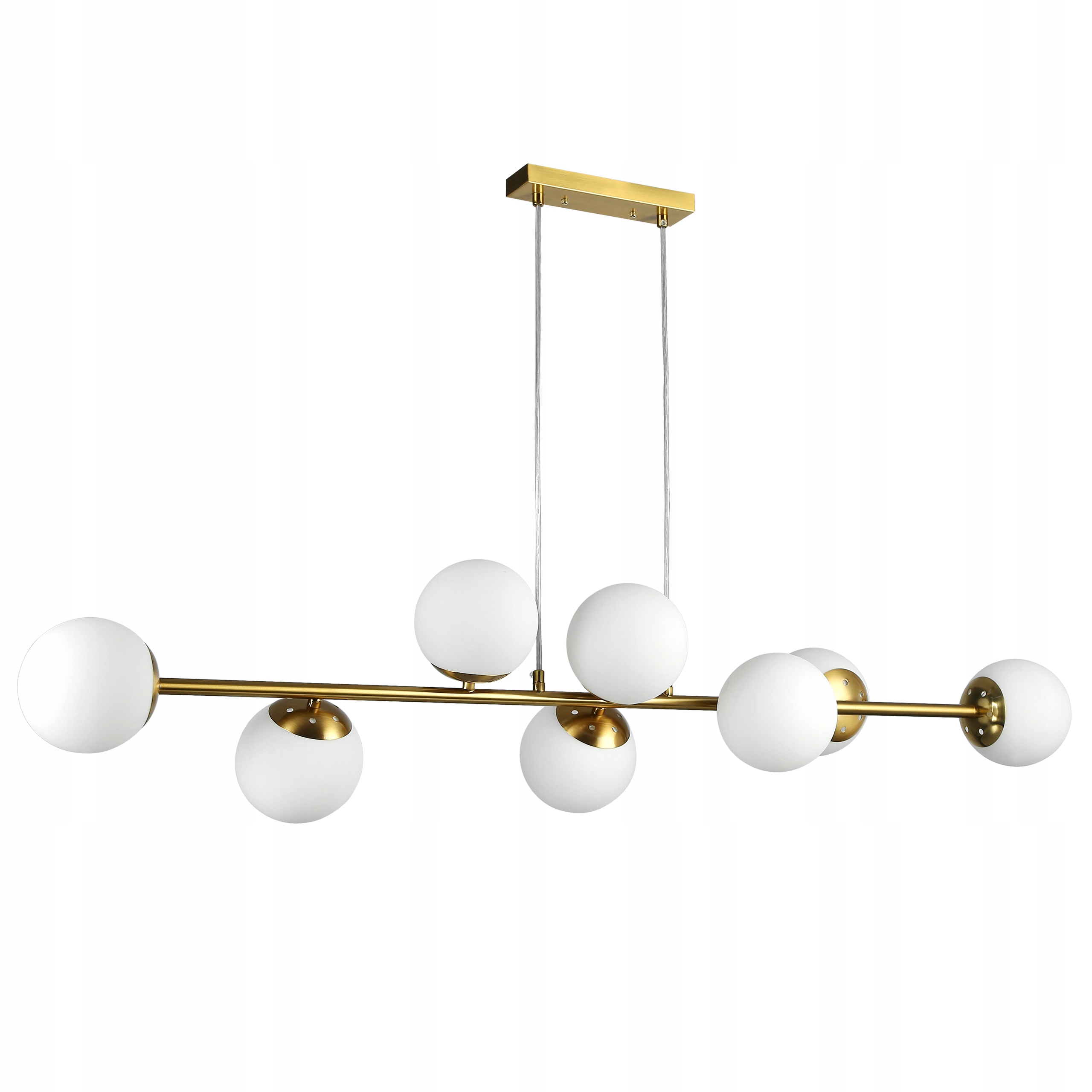 Lampa sufitowa wisząca żyrandol szklana kula 8xE27 Loft 120cm złoty biały