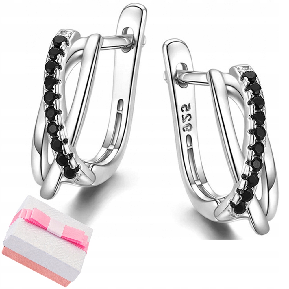 

Piękne Kolczyki Srebrne Czarne Srebro 925