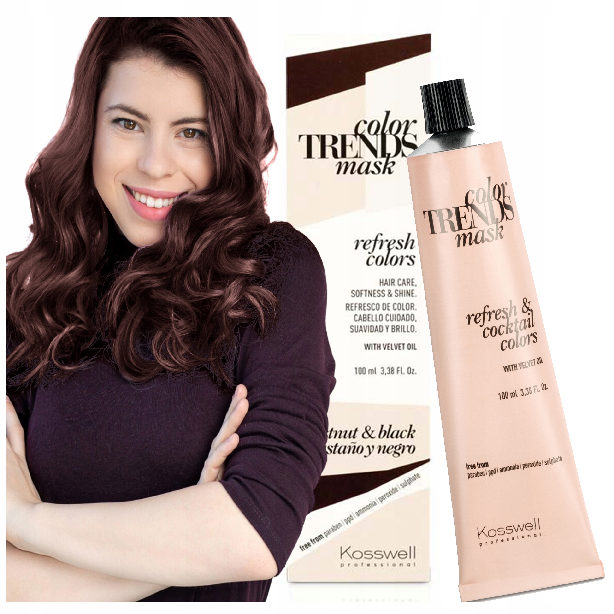 Kaštanová maska osvěžující barva na vlasy barvící kondicionér Chestnut