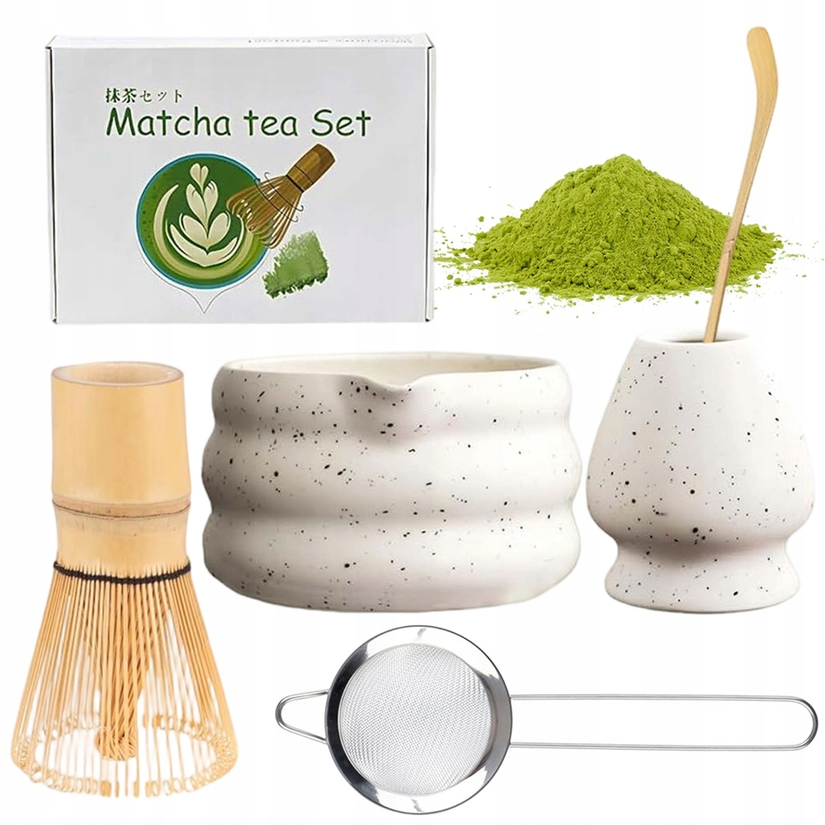 Levně Sada na matcha s bambusovou metličkou a miskou je ideální jako dárek