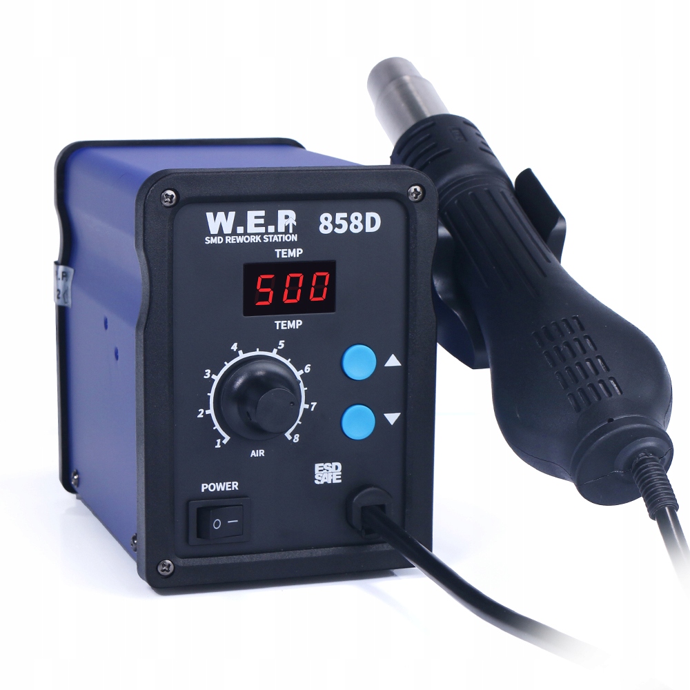 Spawarka do plastiku WEP 858D 20xdysza+BUT, żelazko, 1kg plastików, siatka Kod producenta HOTAIR SET1704