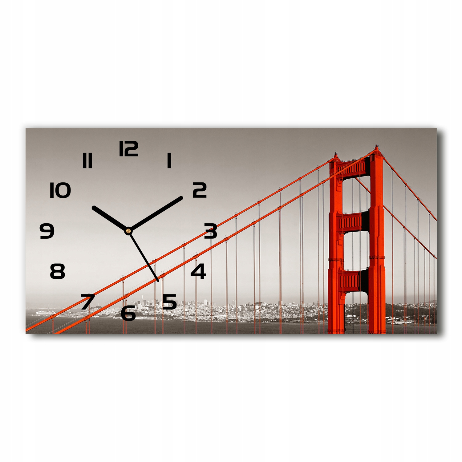Sklenené nástenné hodiny Most San Francisco 60x30 cm