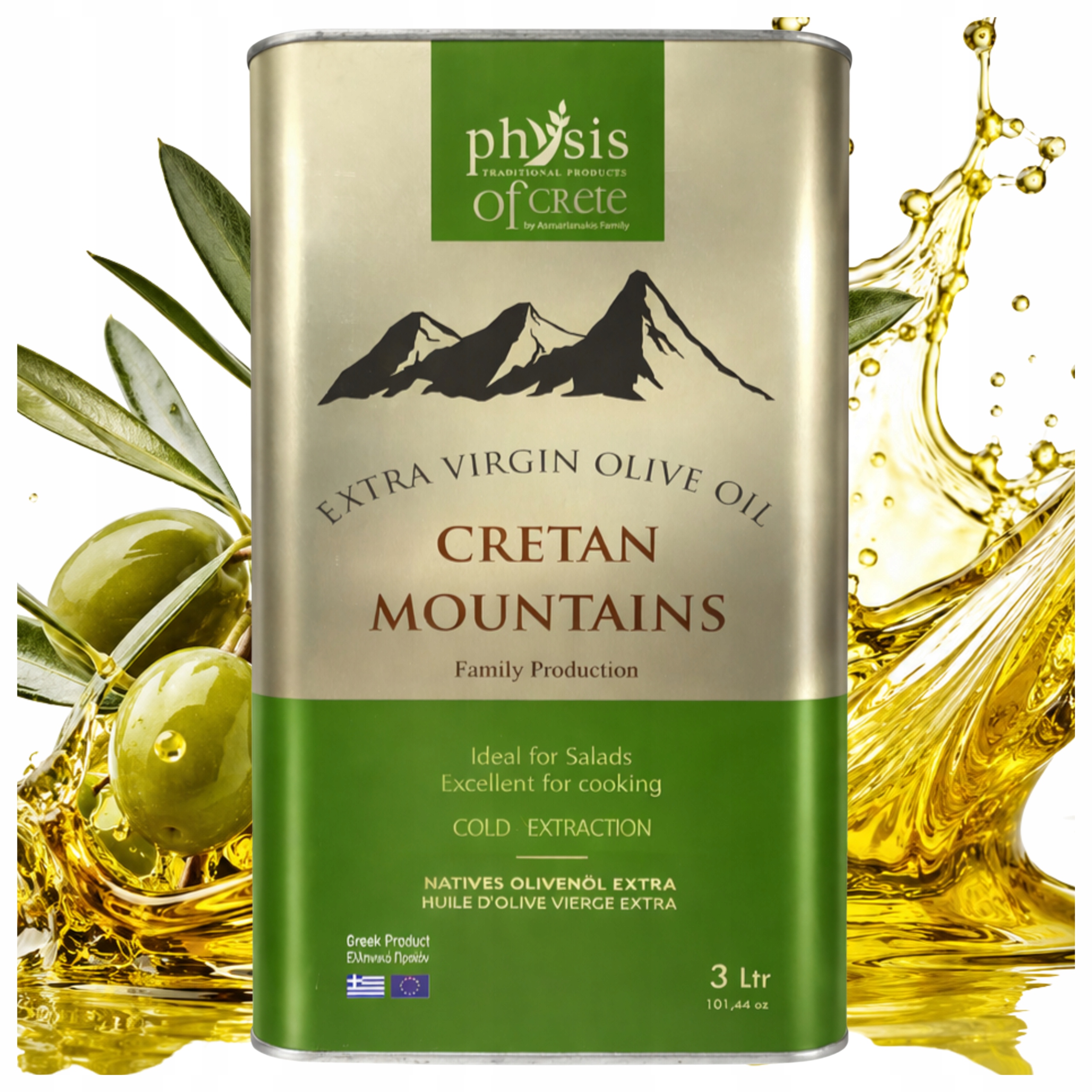 Extra panenský řecký olivový olej 3 l 0,2 lisovaný za studena Physis of Crete