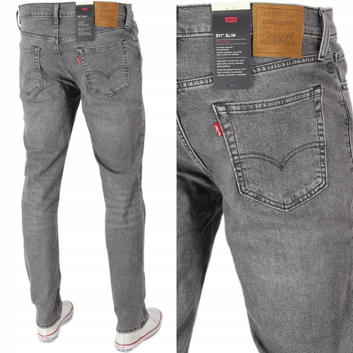 Levi's 511 Slim Jeansy Proste Reg. Straight "grey"_ W32 L32