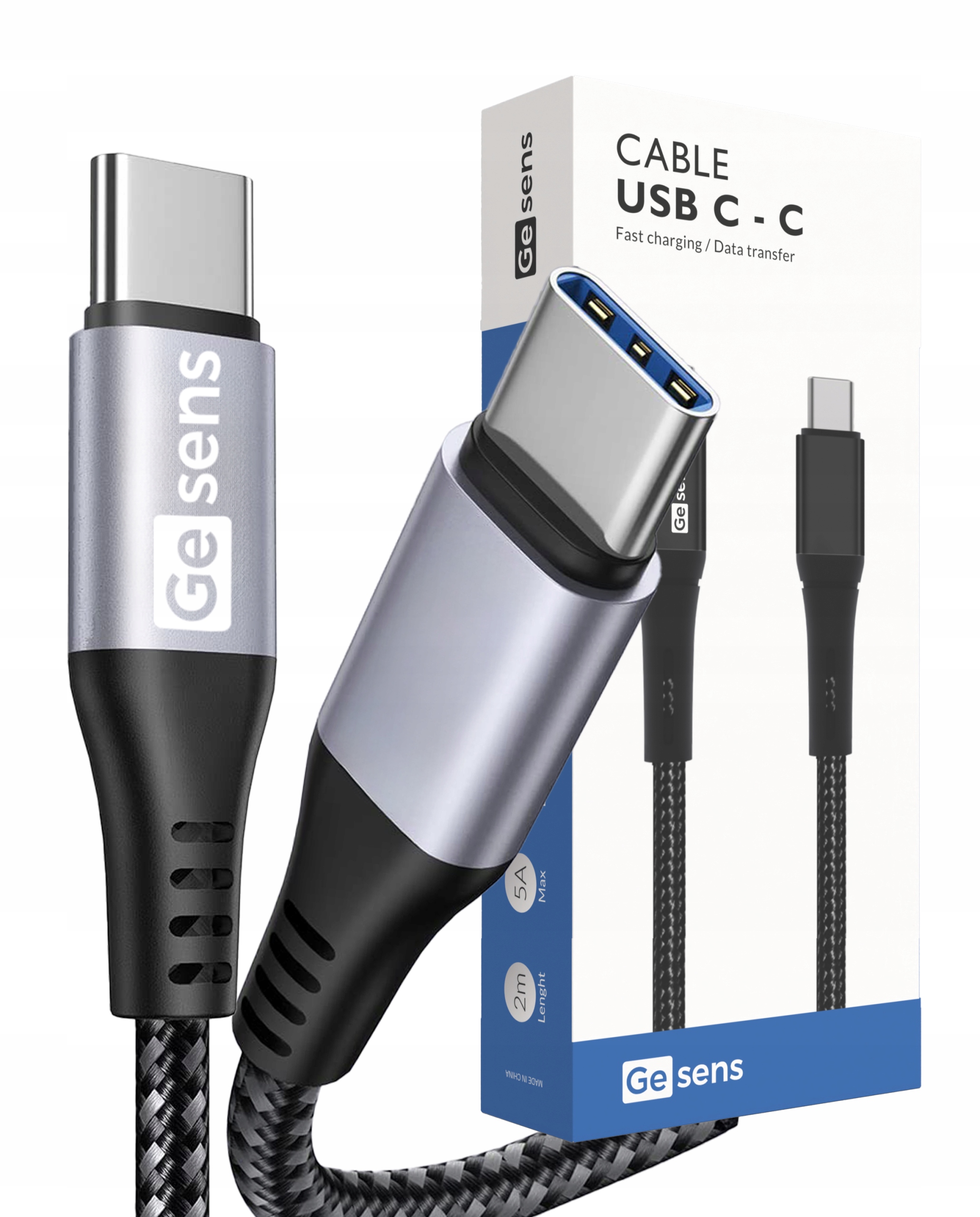 MOCNY KABEL USB-C SZYBKIE ŁADOWANIE DATA PRZEWÓD TYP-C PD QC 3.0 5A 2M