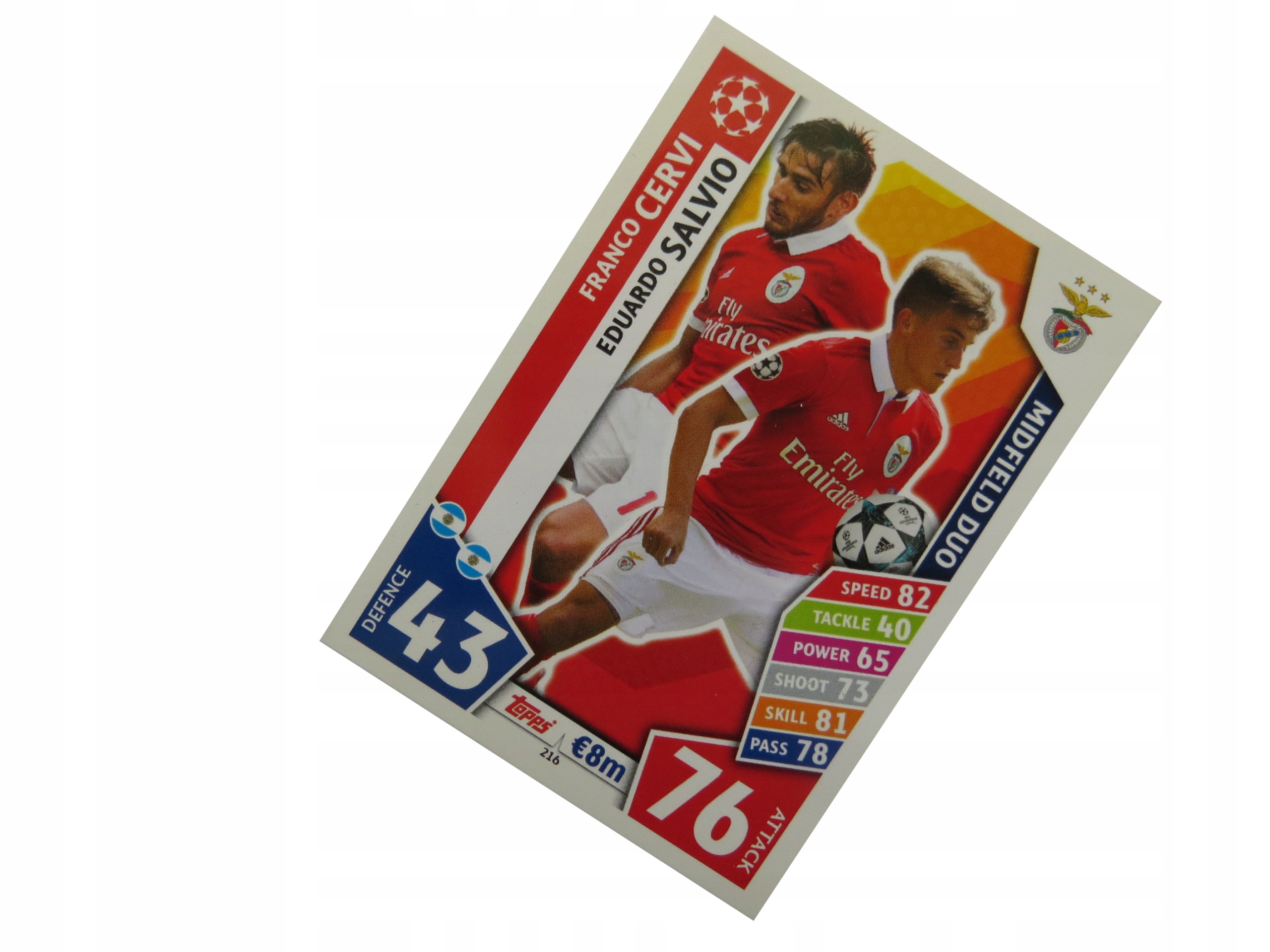 Topps Champions League Match Attax 2017/2018 Duo 216 Cervi Salvio Benfica