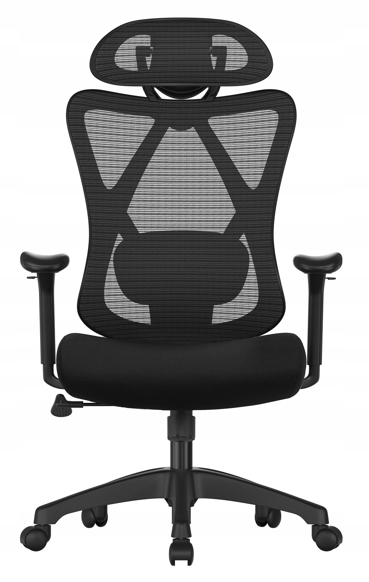 Ergonomická otočná kancelárska stolička na bedrovú oporu, čierna