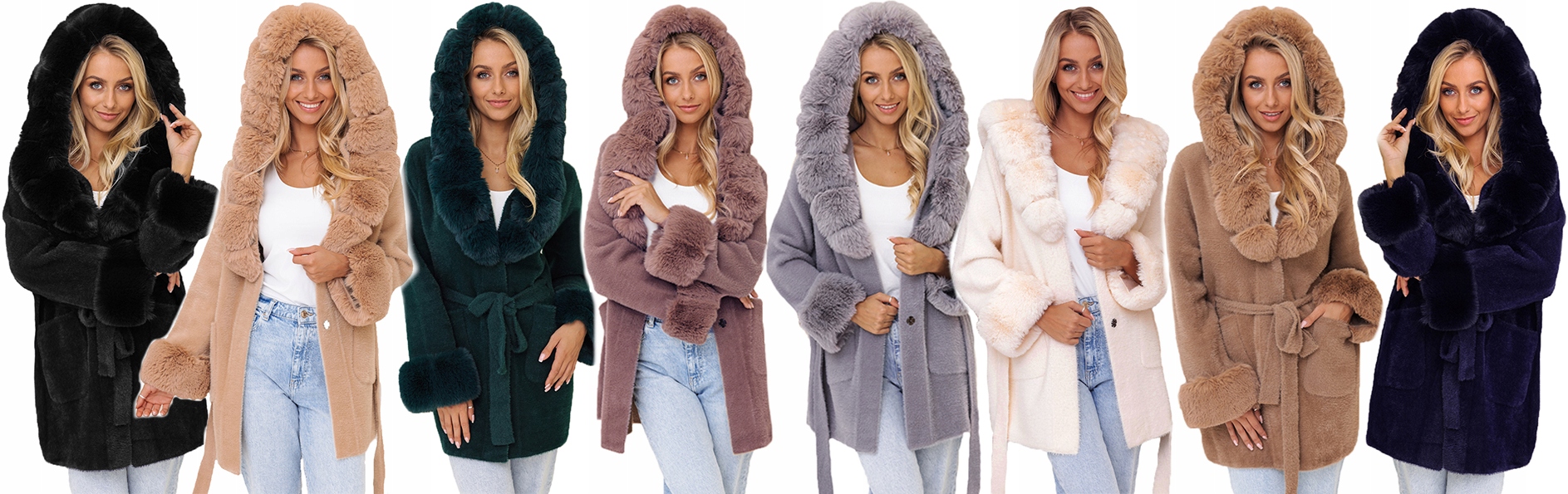 MIĘCIUTKA ALPAKA Z FUTERKIEM KURTKA Z PASKIEM Marka Katmandi