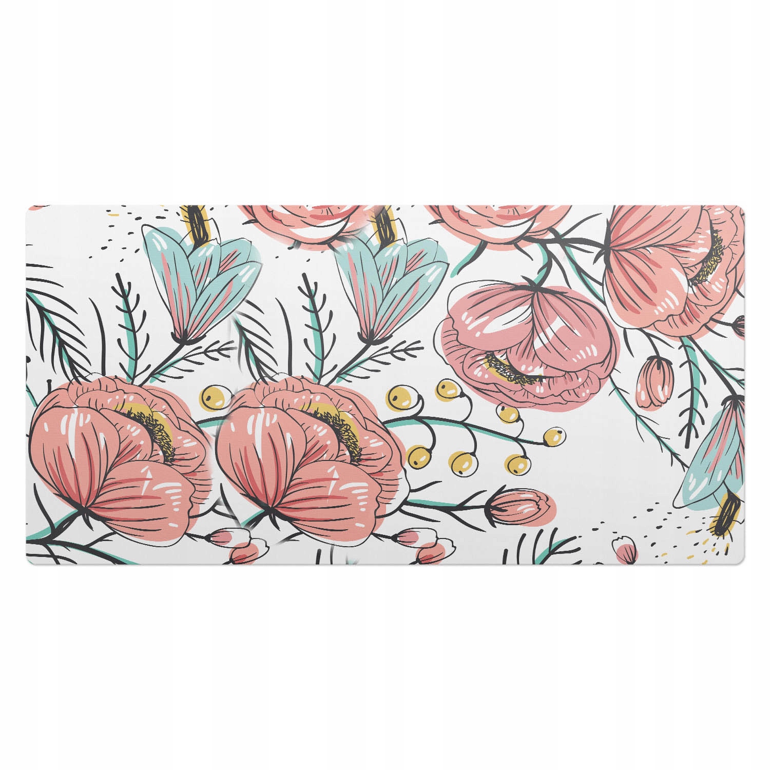 Prostiskluzová podložka pod myš a klávesnici Retro květinový motiv 100x50 cm