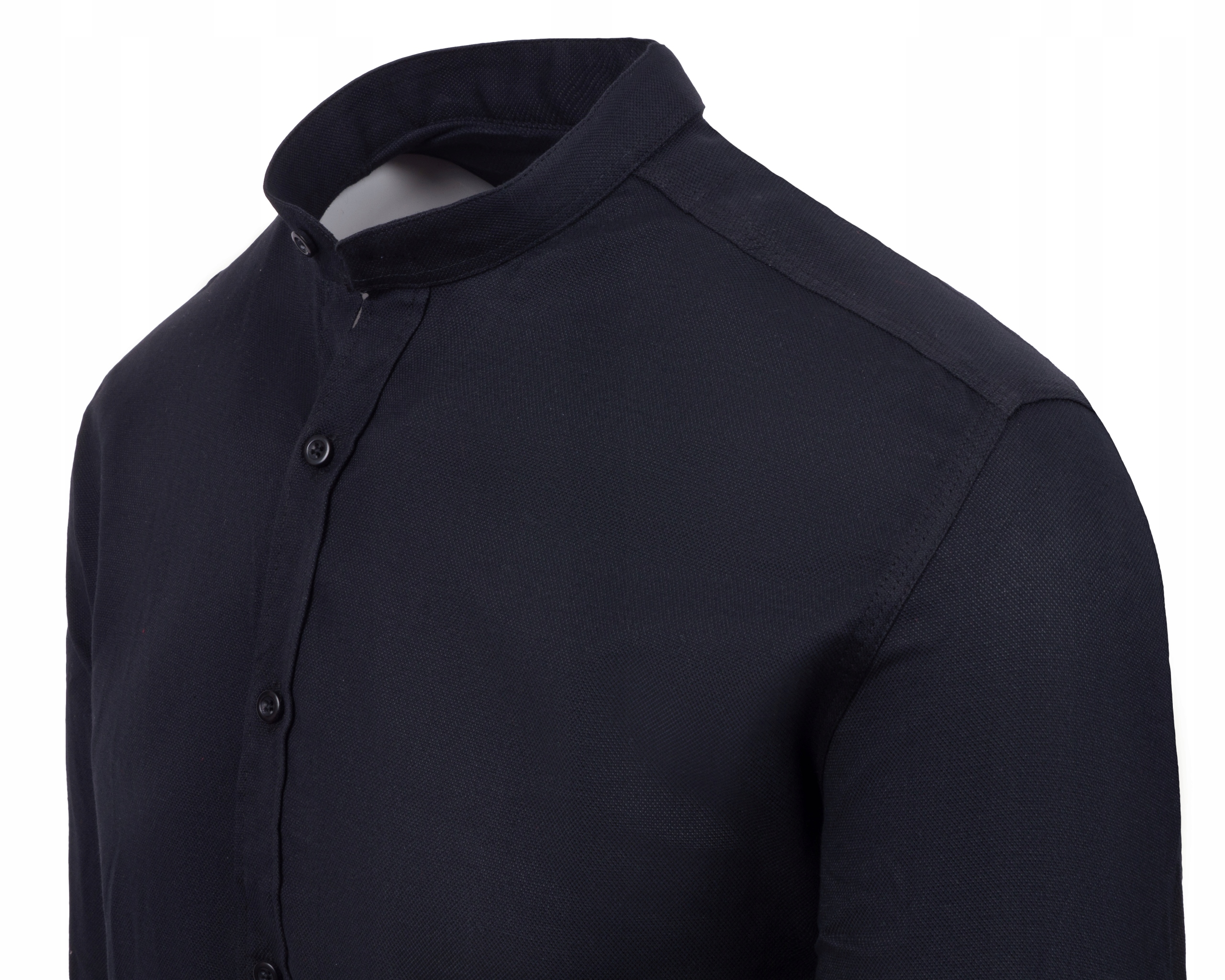 KOSZULA MĘSKA CZARNA STÓJKA SLIM STRUKTURA r - 5XL Rozmiar 5XL