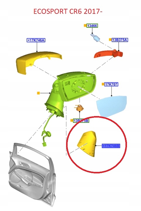 OBUDOWA LUSTERKA ZEWNĘTRZNEGO LEWA ECOSPORT 2013- Numer katalogowy oryginału 1785359