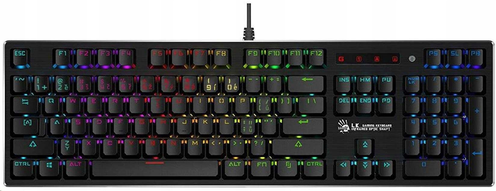 A4tech Bloody B820R mechanická Rgb herní klávesnice, Usb, Cz, Red…