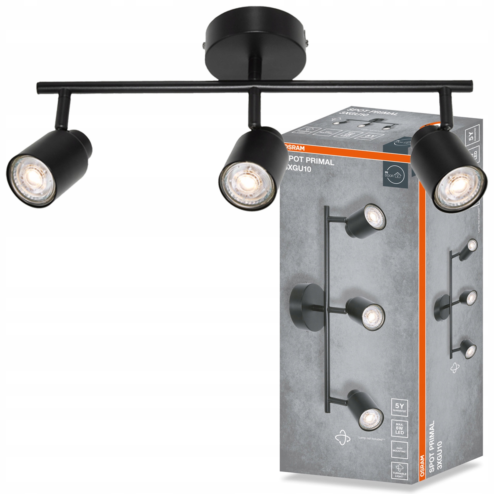Stropní Svítidlo Nástěnné svítidlo Pohyblivé bodové reflektorové 3x GU10 Osram