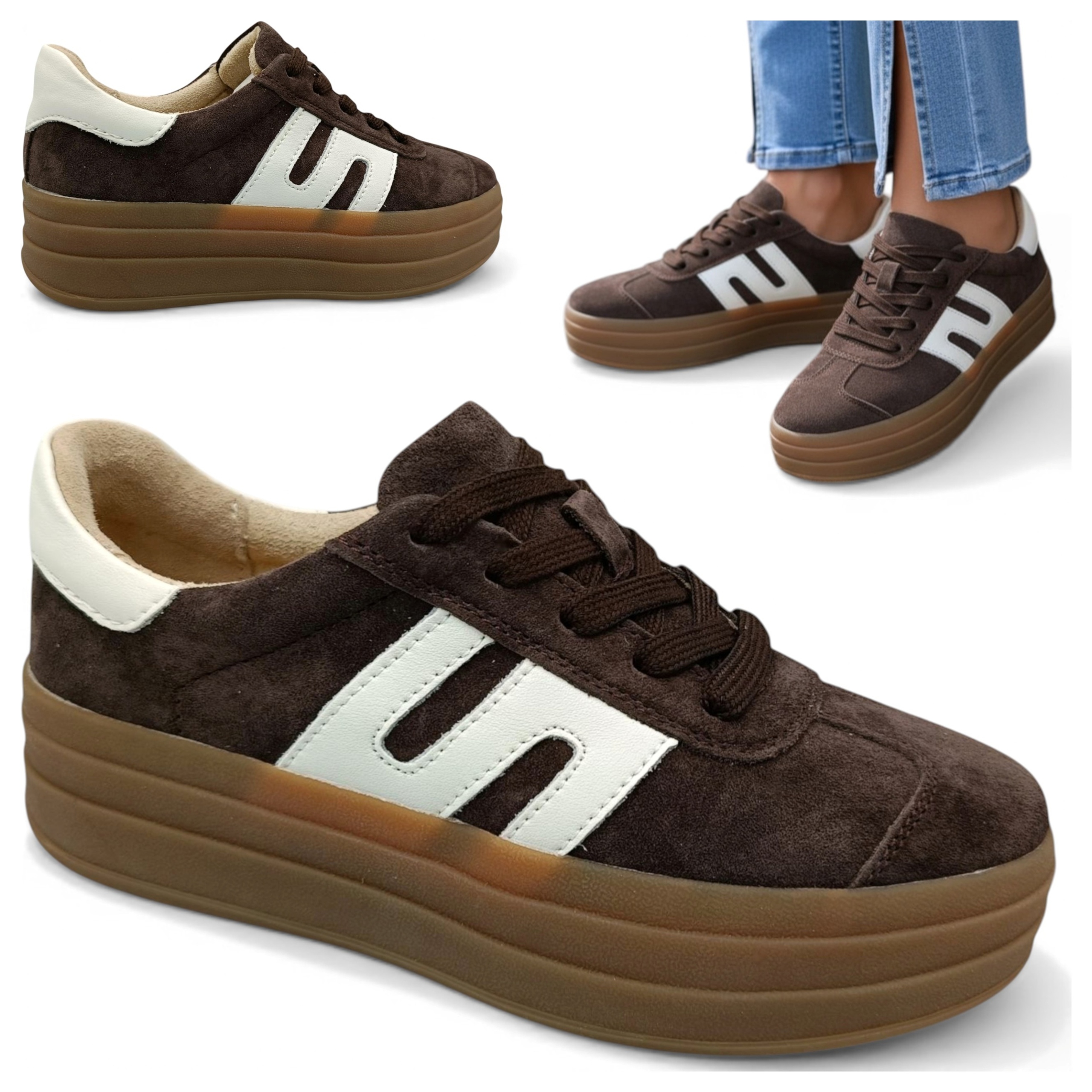 36 Vinceza Sportovní obuv z přírodní kůže, šněrování na platformě, pohodlná