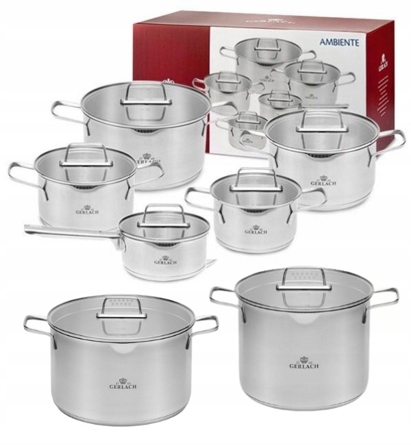 Gerlach Ambiente Komplet Garnki z pokrywkami 10 el Garnki 7 l i 10 l