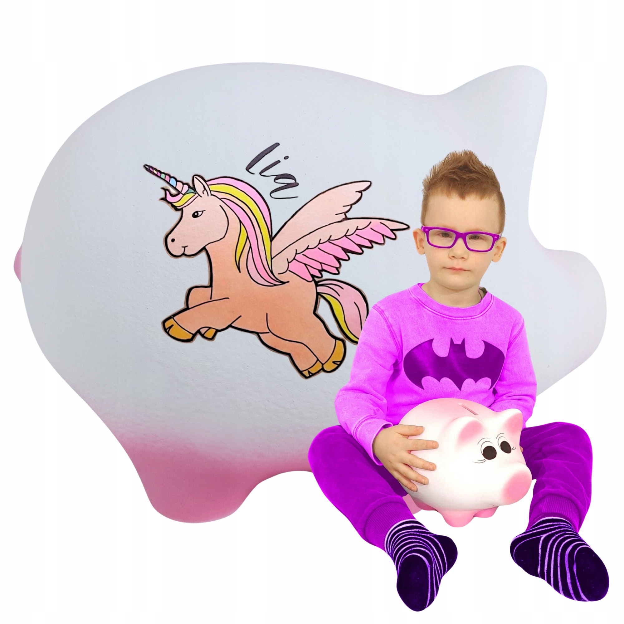 Pokladnička S Jménem dítěte s grafikou Personalizovaná bílá Keramická XL