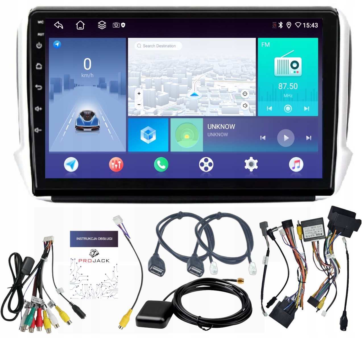 Rádio Navigácia Android Carplay Peugeot 208 2008 4GB 64GB Sim