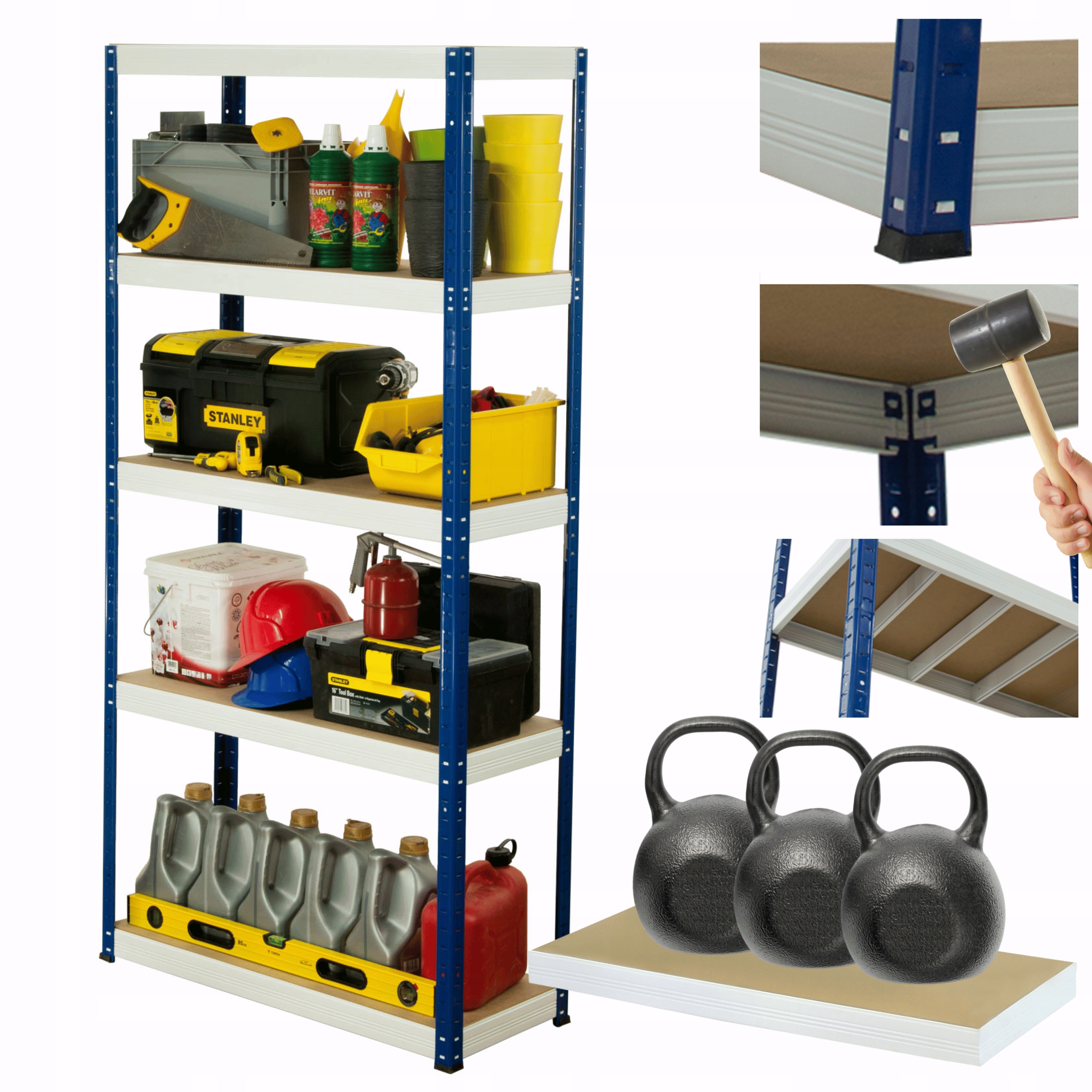 Dielenský regál, kovový stojan Helios 196x75x45 cm 5Px350 kg Poľský