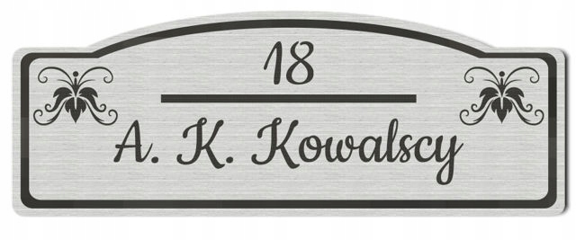 GRAWEROWANA TABLICZKA NUMER NA DRZWI SREBRNA XD89