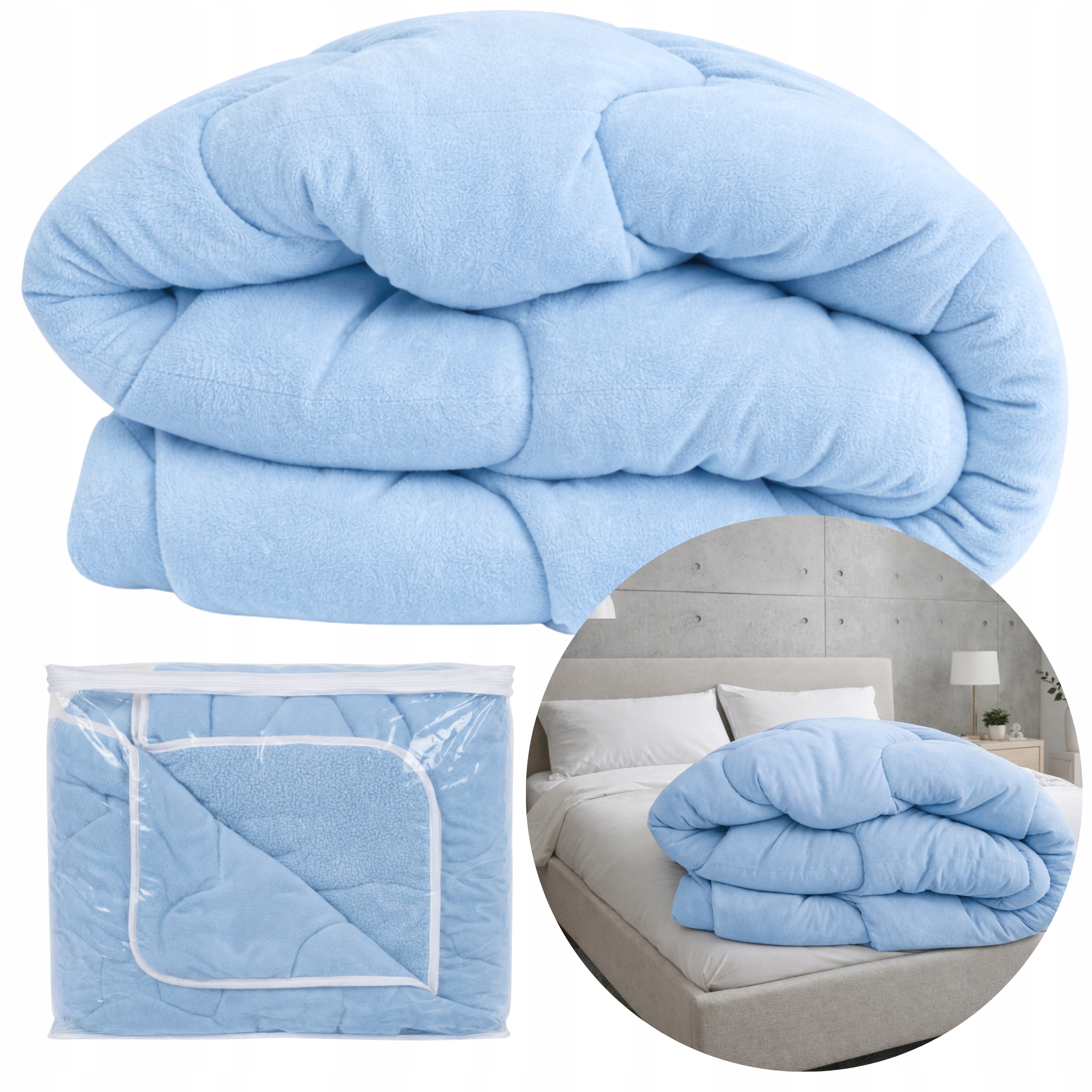 Zimní Přikrývka 160x200 cm Modrá Teplá Fleece Měkká A Kvalitně Zpracovaná